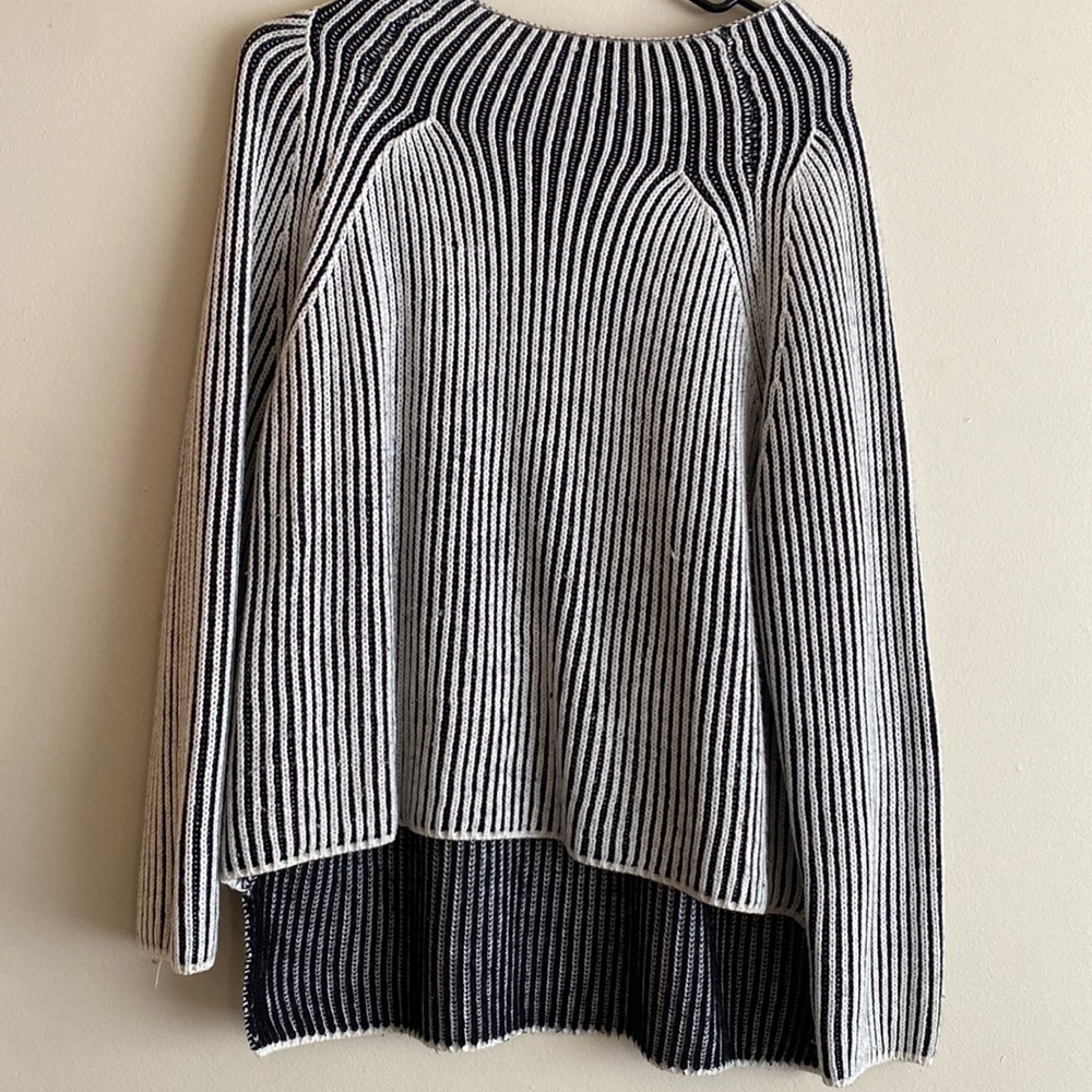 Plated-Knit Pullover Black and White Size Large